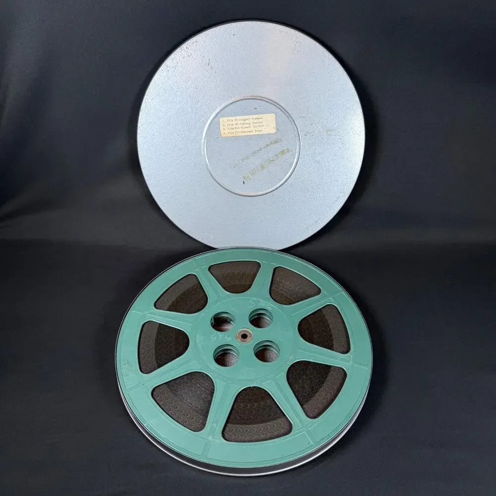 Vintage 16mm Film Reel - Calgary Stamped, Fishing Triі, Olympic Thrills,Pheasant